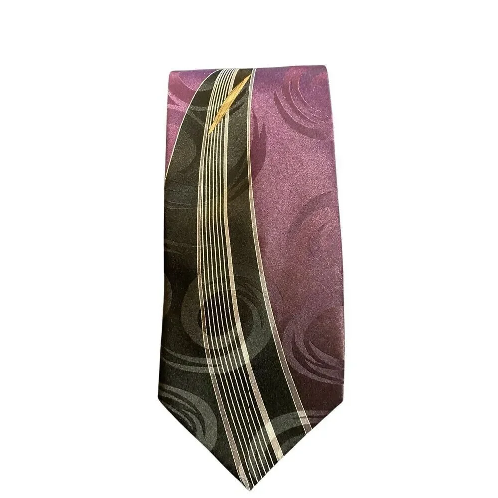 Harve Benard men’s vintage, purple and black silk tie 57